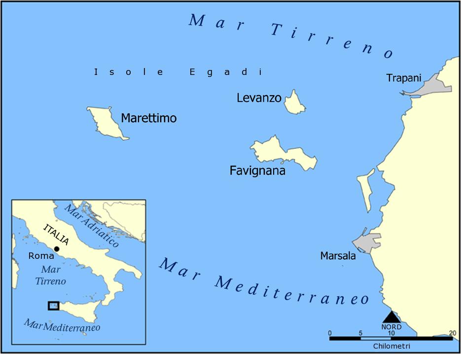 Le Egadi si trovano poco più al largo della costa trapanese, nella parte settentrionale del Canale di Sicilia L Area Marina Protetta delle Isole Egadi, estesa per 53.