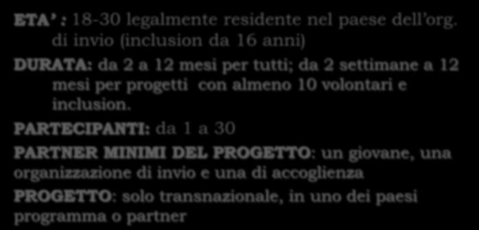 Azione 2 Servizio Volontario Europeo AZIONE 2 Obiettivo: Solidarietà, cittadinanza attiva e comprensione reciproca Permette ai giovani di impegnarsi nel volontariato in un paese diverso da quello di