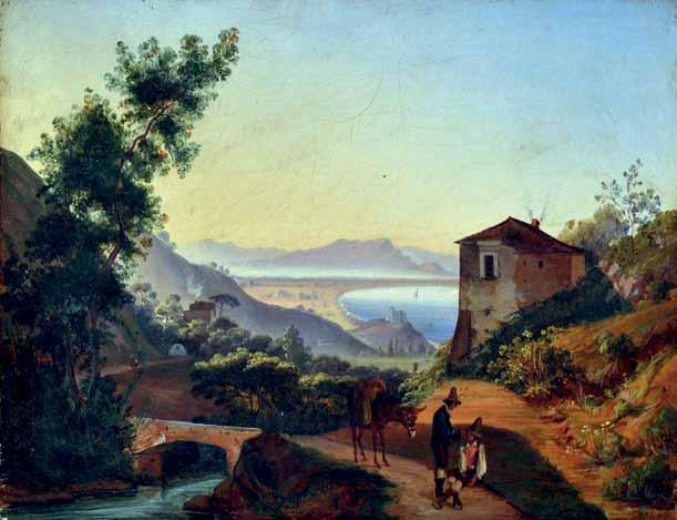 78 Palizzi Nicola (Vasto - CH 1820 - Napoli 1870) Paesaggio flegreo olio su tela,
