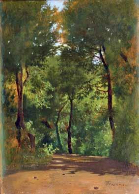 92 Rossano Federico (Napoli 1835-1912) Bosco olio su tavola, cm 20,7x14,5 firmato in