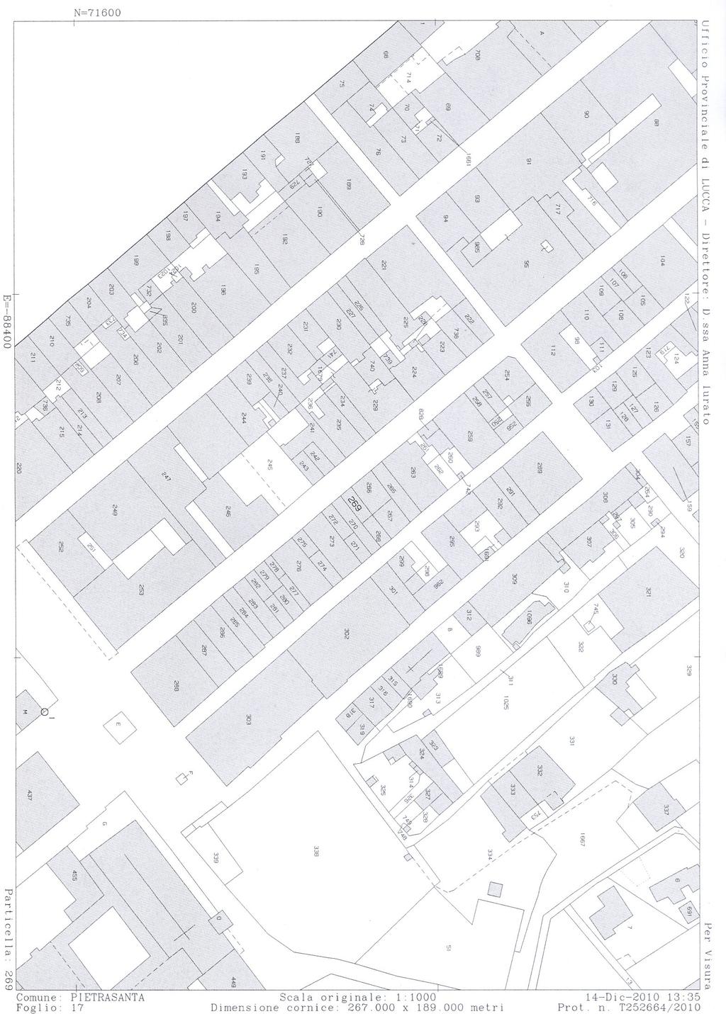 Stralcio di mappa catastale REGOLARITA URBANISTICA La costruzione del centro storico è di antica edificazione, ante al 1942.