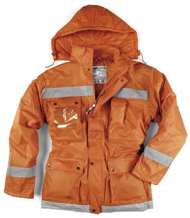 46 abbigliamento autunno-inverno 08/09 abbigliamento autunno-inverno 08/09 47 bright tessuto: 100% Poliestere spalmato PVC colore: arancio-blu - maniche staccabili - chiusura con cerniera - strisce