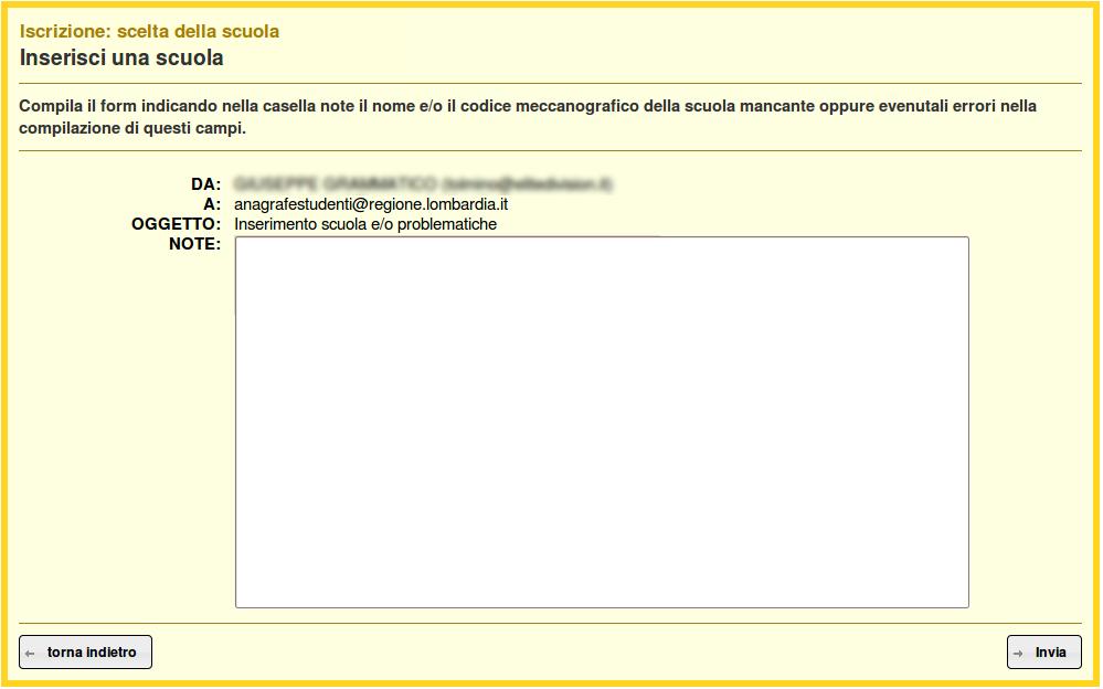 Form inserimento scuola Compila il form