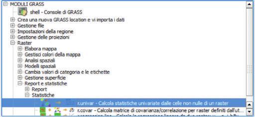 Cliccando su esegui, GRASS restituisce, in output, una tabella che è possibile salvare come file di testo (Figura 12), e, successivamente, importare in Excel.