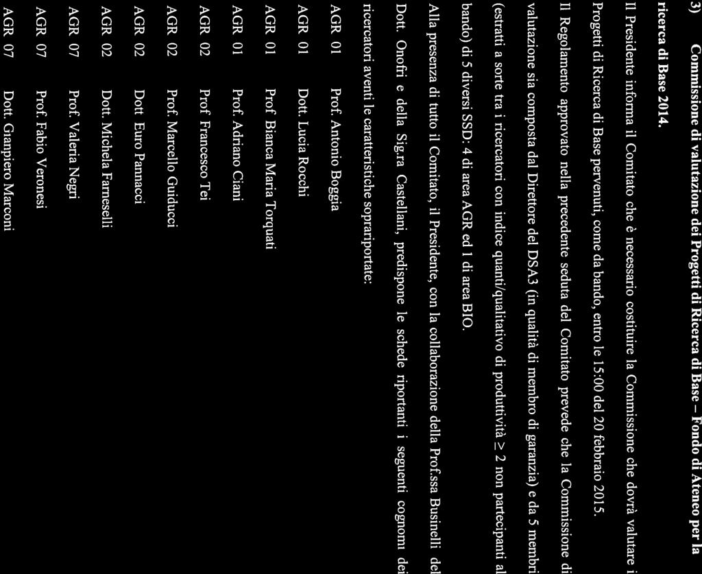 Fondo Comitato di Coordinamento per la Ricerca dell Università degli Studi di Perugia Verbale i;.