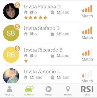 L App fa un match automatico per verificare se ci sono altri Utenti con una Pianificazione in linea con la tua. 2.