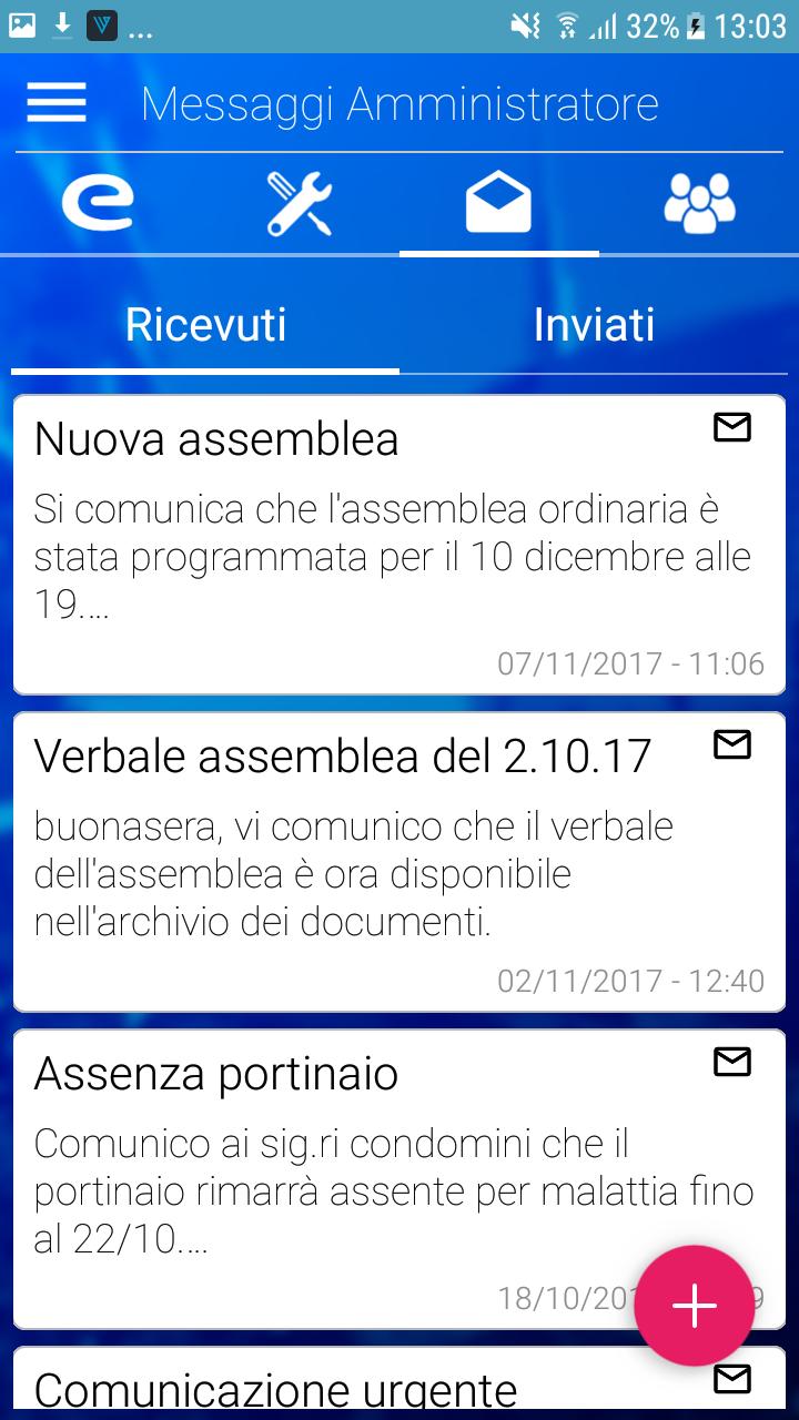 Comunicazioni con l amministratore Distinguere facilmente i messaggi ricevuti dall amministratore da quelli personali Una sezione