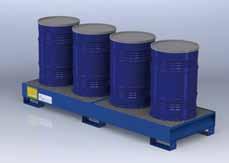 Vasche di contenimento in acciaio per 4 fusti da 200 kg. CONTENIMENTO VASCA per lo stoccaggio di 4 fusti da 200 kg.