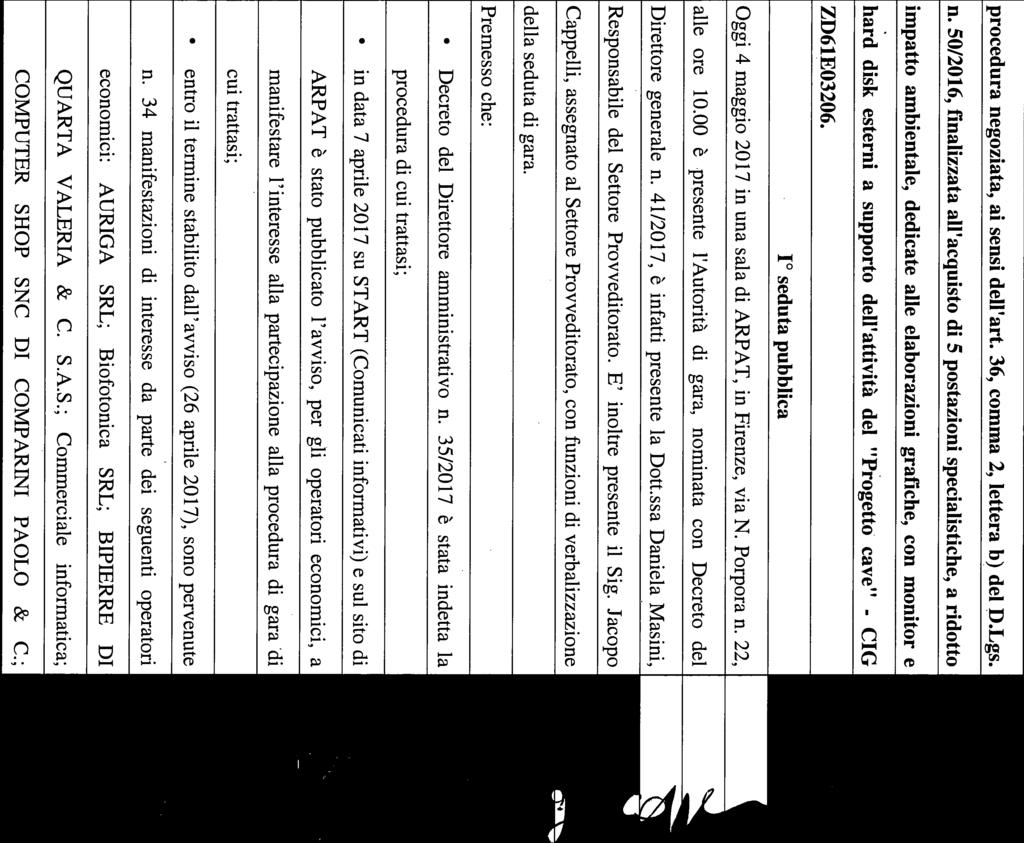 50/2016, finalizzata all acquisto di 5 postazioni specialistiche, a ridotto impatto ambientale, dedicate alle elaborazioni grafiche, con monitor e hard disk esterni a supporto dell attività del