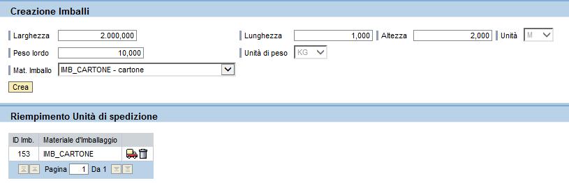 Riempimento unità di spedizione Si crea così una nuova unità