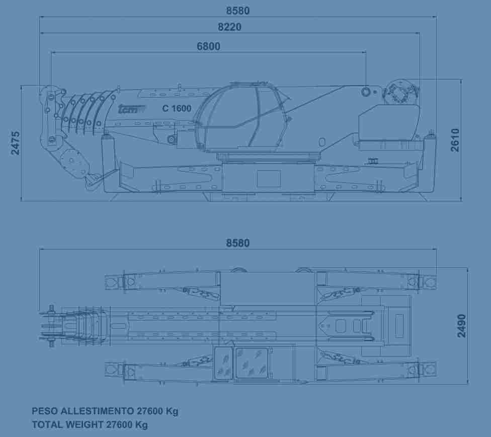 FIGURINO KIT / DESIGN KIT N.B. : E' POSSIBILE AVERE LA VERSIONE IN KIT O LA VERSIONE GIA' ALLESTITA SU AUTOVEICOLO COMMERCIALE DI QUALSIASI MARCA ( VEDI FIGURINO ) N.B. : IT IS POSSIBILE TO GET THE CRANE IN KIT OR ALREADY MOUNTED ON A COMMERCIAL TRUCK OF ANY MAKE.