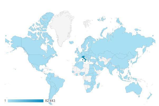 AUDIENCE Dislocazione geografica del pubblico L Italia è ovviamente lo stato dove siamo più seguiti, particolarmente dalla Lombardia, ma il nostro pubblico ci porta in vacanza ed accede al nostro