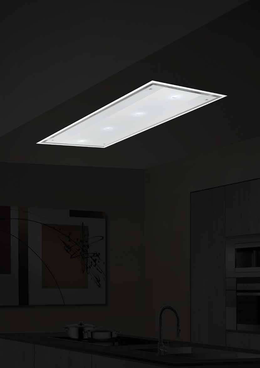 45 FENICE CAPPA A SOFFITTO DISPONIBILE IN VERSIONE CON MOTORE O SENZA MOTORE. LA VERSIONE SENZA MOTORE È ABBINABILE AI NOSTRI MOTORI REMOTI. CEILING HOOD AVAILABLE WITH OR WITHOUT MOTOR.