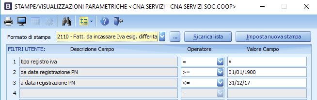 Spuntando l apposito campo, è possibile ottenere la Stampa movimenti Iva dell anno, un elenco di tutti i movimenti Iva registrati nell anno, esportabile in Excel Le ditte che gestiscono il regime Iva