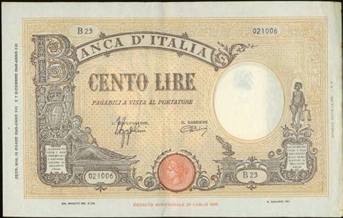 595 596 595 100 Lire - Barbetti 15/03/1943 - Fascio - Alfa 371; Lireuro 21B -