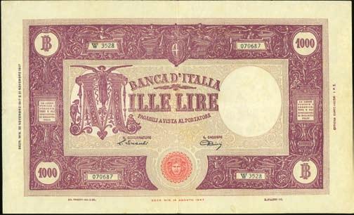 618 619 618 500 Lire - Italia 20/03/1947 - Alfa 544; Lireuro 39A - Einaudi/Urbini - Ondulazione FDS 190 619 500 Lire