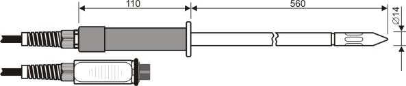 Sonda combinata %UR e temperatura Pt100. Cavo di collegamento 2metri. Campo d impiego: -40 +150 C, 5 98%UR HP 475 ACR HP 475AC1R HP 477 DCR HP 478 ACR Sonda combinata %UR e temperatura Pt100.