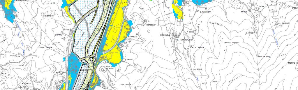 n 34 del 11/2/2014, fa ricadere il tracciato del progetto in una zona a pericolosità idraulica molto elevata, attraversando principalmente un area golenabile. Fig.