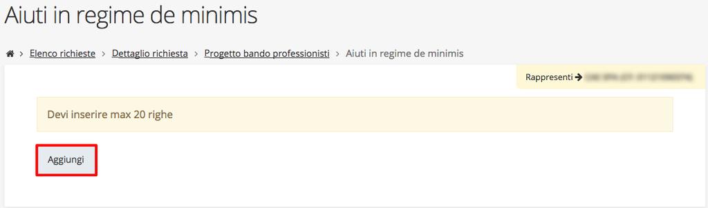 3.5.5.6 Questionario: Soggetti, anche indirettamente, controllanti In questa sezione è possibile, tramite in pulsante aggiungi, inserire le informazioni riguardanti i soggetti, anche indirettamente,