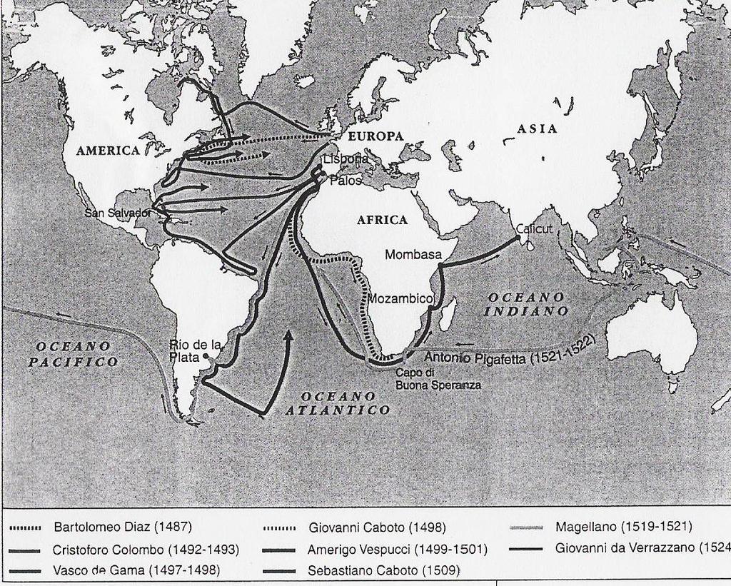 Le navi che gli Europei usano Fino alla prima metà del Quattrocento le imbarcazioni, perché ancora a remi, sono spinte solo dai rematori, che possono essere anche duecento.