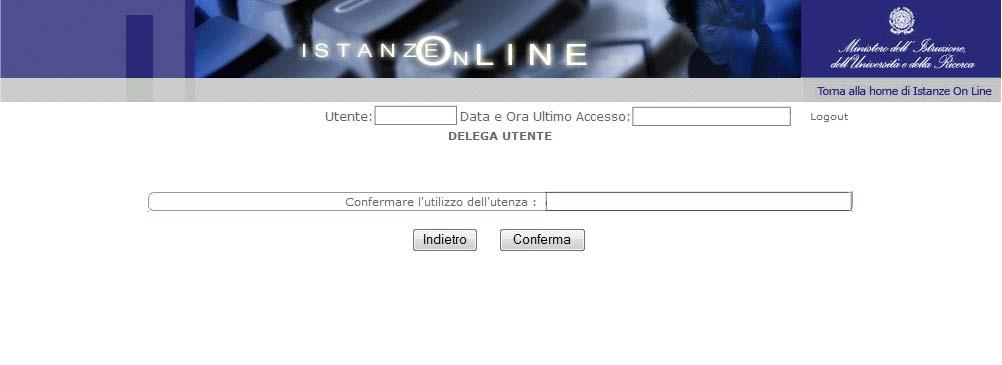 Alla pressione del pulsante Conferma, il sistema consentirà quindi l accesso alla pagina principale Istanze on line a nome dell utenza selezionata.