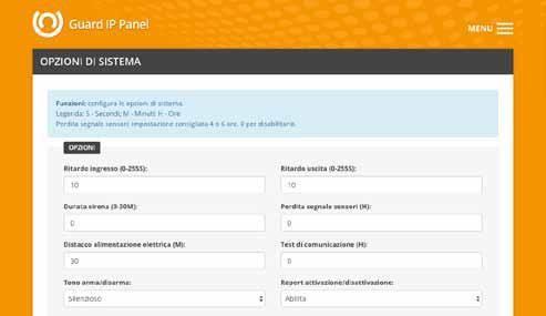 4.7 Opzioni Cliccate sull icona OPZIONI per entrare nel relativo pannello. Da questo pannello è possibile modificare le Opzioni di sistema.