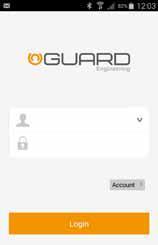 6.1.2 Creare un account su appweb GUARD-IP 1) Al primo avvio premere il pulsante Account.