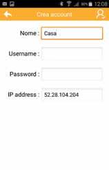 Campo Password account predefinito. 4) Inserire la Username: e la * Password provvisoria: 12345678.