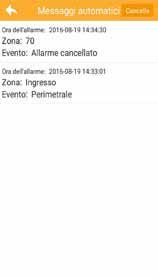 6.2.5 Notifiche SIM Simile al Log Eventi, questa sezione mostra un elenco di tutte le notifiche generate dalla centralina attraverso la SIM.