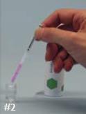 Utilizzando la micropipetta p200 con un puntale pulito trasferire 200 µl dal bicchierino #1 al bicchierino #2 evitando di fare schiuma in quanto le bolle provocano dei