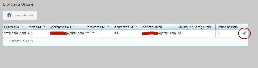 Menu Impostazioni Per impostare i parametri del server di posta elettronica (in uscita) che sarà utilizzato per inviare email agli utenti (es.