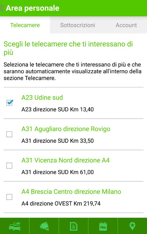 4.2 Area Personale APP Nella sezione Sottoscrizioni è possibile attivare le notifiche push che