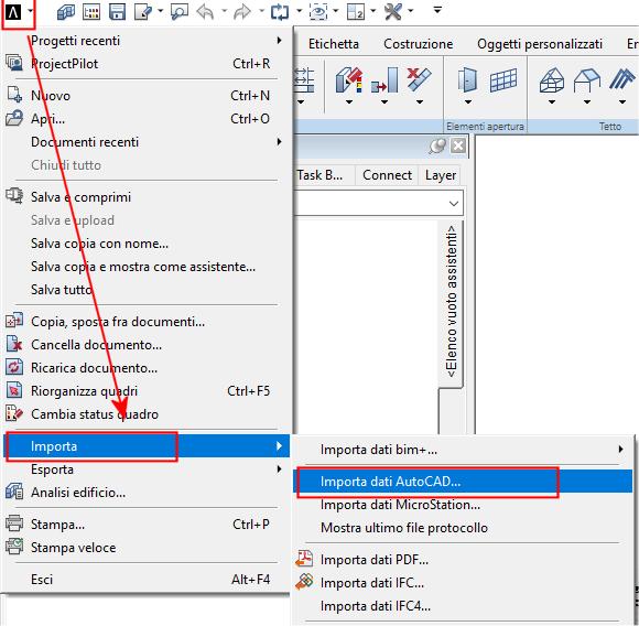 F) Configurare la finestra di importazione/esportazione file Dxf.