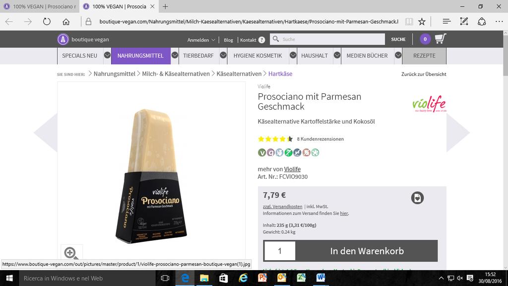 «Vegan parmesan cheese» siti italiani,