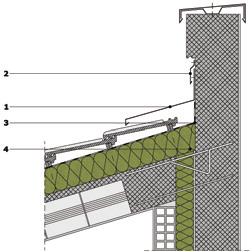 Attenzioni progettuali e schema grafico per il nodo in corrispondenza della parete perimetrale (superiore) Coerentemente con la tipologia di copertura, le attenzioni progettuali sono le seguenti: