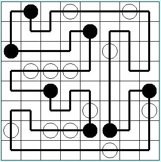 Giochi sotto sortilegio REPULSIONE (7 punti): Inserite in ogni casella (quadrata o rettangolare) un numero da 1 a 4; numeri uguali non possono toccarsi fra loro, nemmeno diagonalmente.