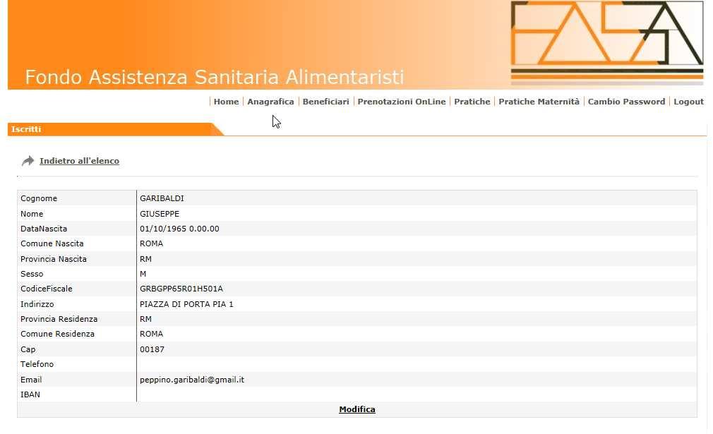 Controllare i propri dati ed aggiornare quelli mancanti (ATTENZIONE: I campi Provincia nascita e Provincia Residenza vanno inseriti in sigla e non per esteso.