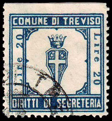 Treviso Stampa in colore unico di mm. 26x27. Dent.