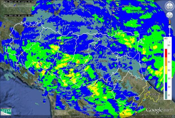 2. Analisi alla mesoscala centrata sull Emilia-Romagna Un primo impulso di precipitazione investe l Appennino modenese e bolognese