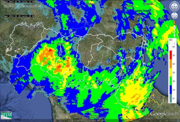 Nel corso delle ore la struttura precipitante più intensa si sposta dalla