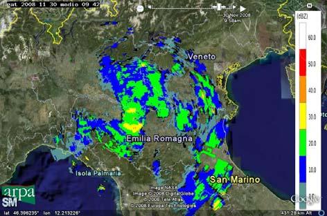 Mappa di riflettività del 30 novembre 2008 alle