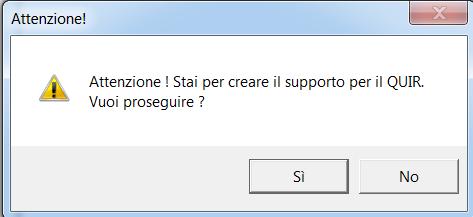 Verrà visualizzato il seguente messaggio Cliccare "SI" per proseguire con la creazione