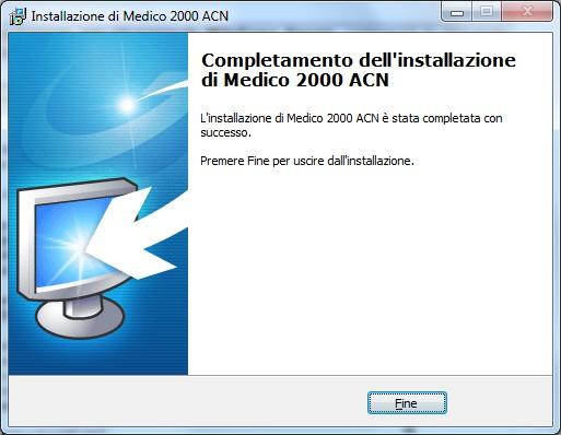 Figura 9 Al termine dell'installazione del Setup Medico 2000 ACN fare clic