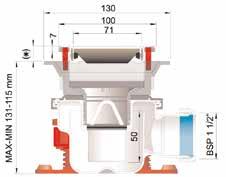 altezza consentono modifiche anche dopo essere stati fissati Scarico orizzontale ad innesto dotato di ghiera e guarnizione ø 1 1/2 con gomito 45