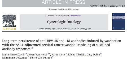 Secondo tre diversi modelli si stima che la durata della risposta anticorpale indotta dal vaccino bivalente, sia verso anti HPV 16 che verso HPV 18,