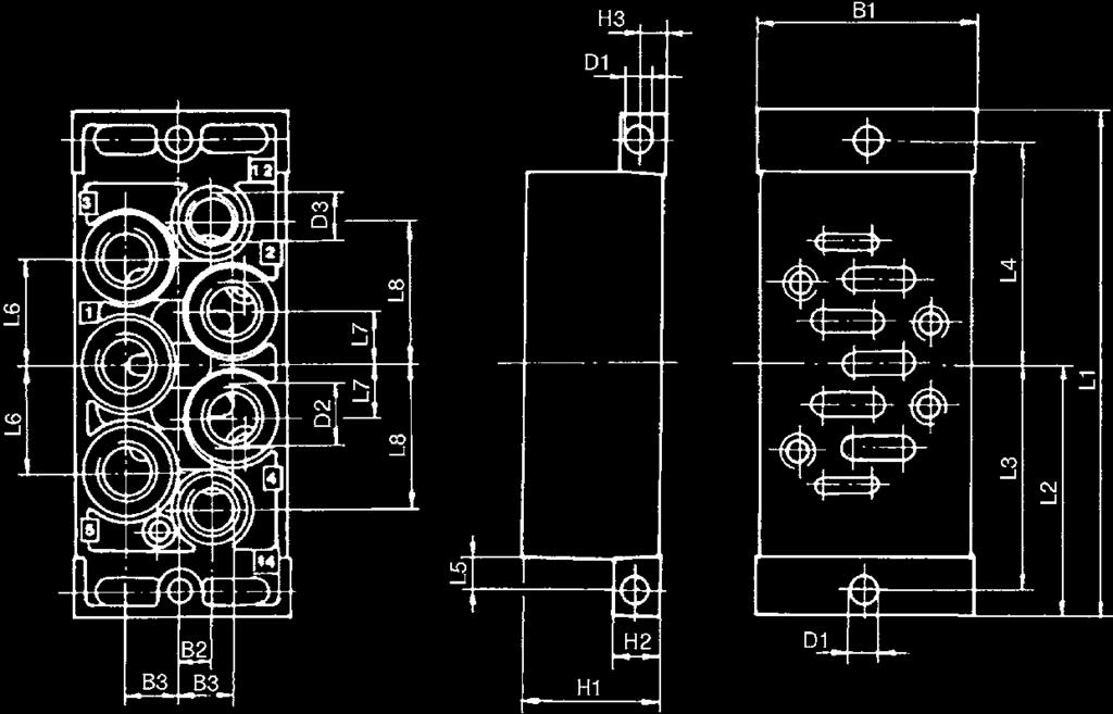 6 Valvole di controllo direzione Azionamenti elettrici, a norma Dimensioni in mm D898_111 *) attacchi Codice B1 B2 B3 D1 D2 *) D3 *) H1 H2 H3 L1 L2 L3 1825503203 77 10 17 6,6 G 1/2 G 1/8 32 18 9 149