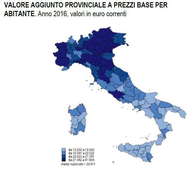 VALORE AGGIUNTO 2016: BENE IL POSIZIONAMENTO PIACENTINO CON RIFERIMENTO AL VALORE PROCAPITE, MENO RISPETTO ALLA DINAMICA DEL VALORE AGGIUNTO TOTALE.