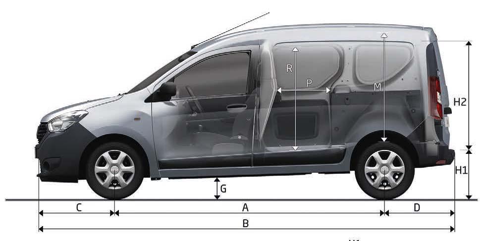 Dimensioni VOLUME DI CARICO (dm 3 ) Configurazione 2 posti 3 300 Configurazione 1 posto (con Dacia Easy Seat rimosso - pack Modularità) 3 900 DIMENSIONI (mm)