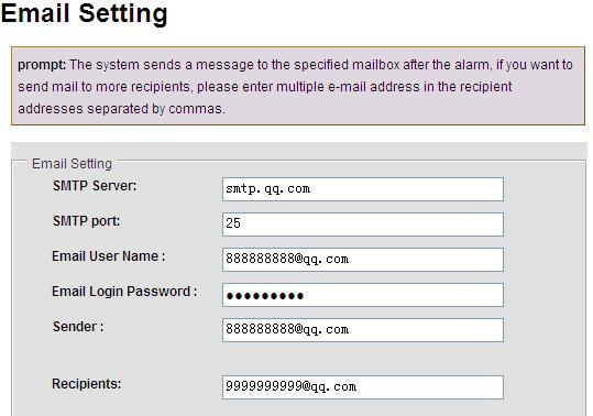 8.14 Email Cliccate sull icona Email per entrare nel relativo menu. L interfaccia web della centralina sarà come nella foto qui in basso: Permette di impostare i parametri per l invio delle email.