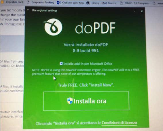 completato, apri il pacchetto d'installazione di DoPDF (es.
